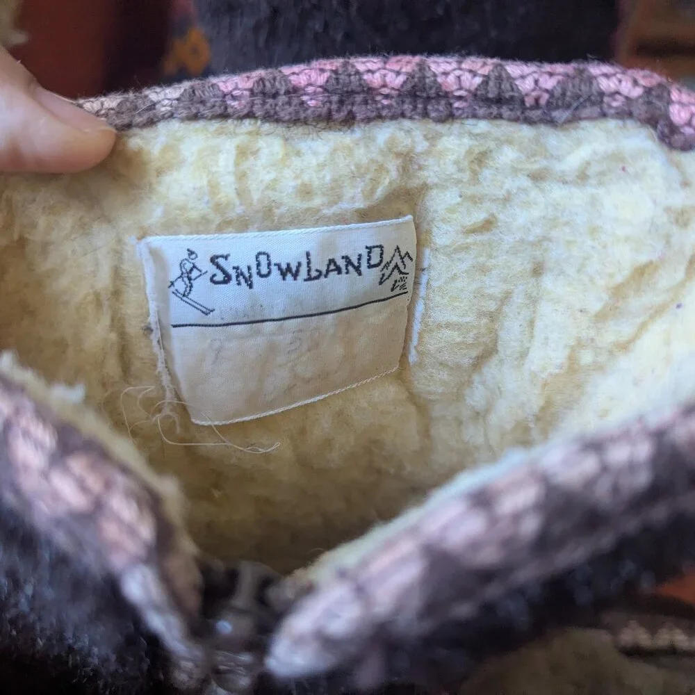 Vintage Scandi‎ Girl Fur Fleece Sherpa Boot Scandinavian Boho Snowland Winter 8